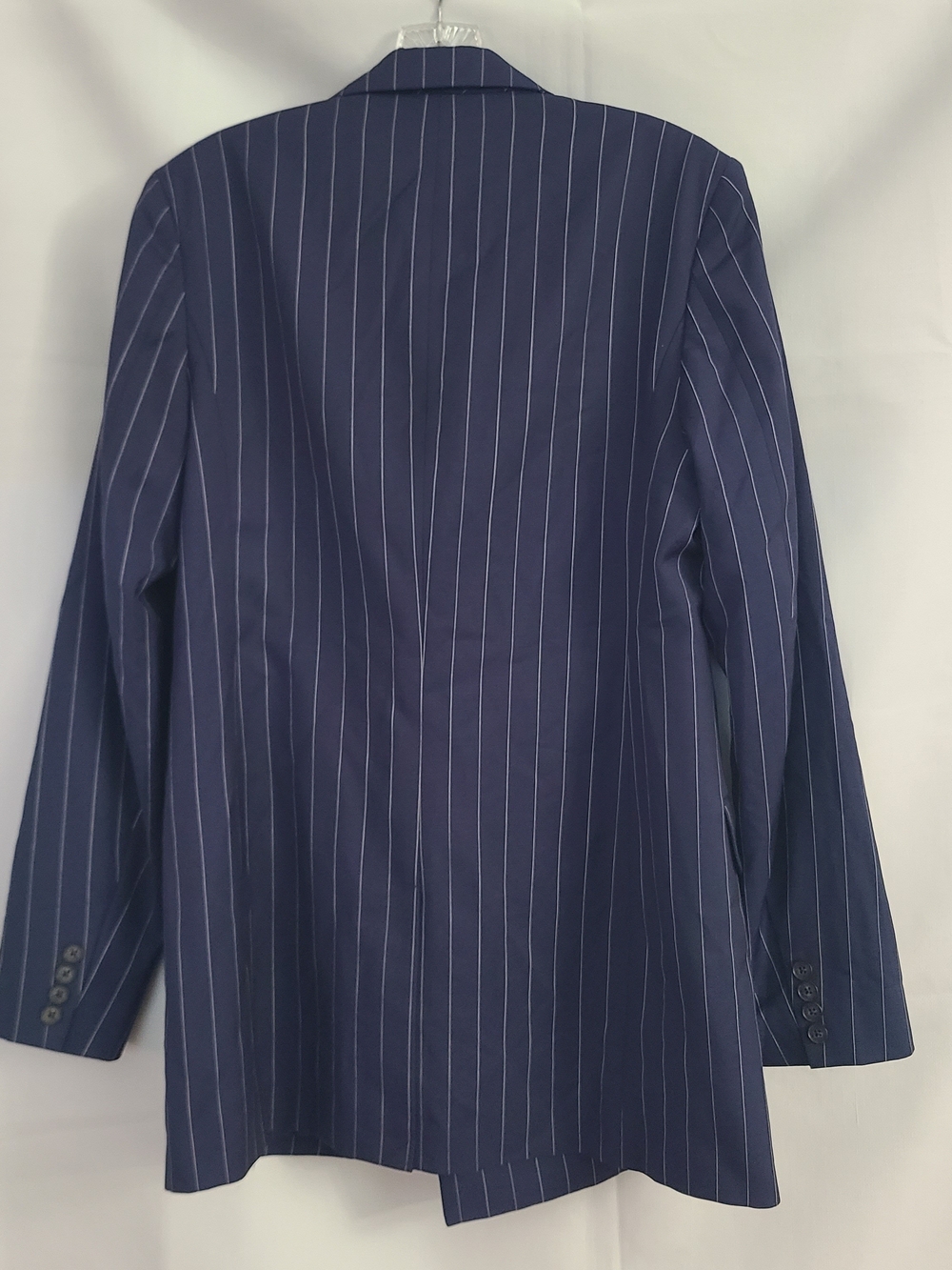 Polo Ralph Lauren Womens 10 Navy White Pin Stripe Double Breasted Office Blazer - Picture 4 of 4